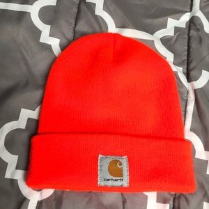 Bright orange Carhartt beanie